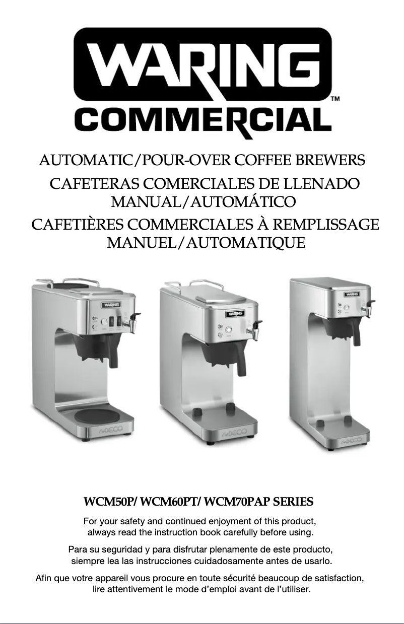 Page 1 de la notice Manuel utilisateur Waring Commercial Café Deco WCM50P