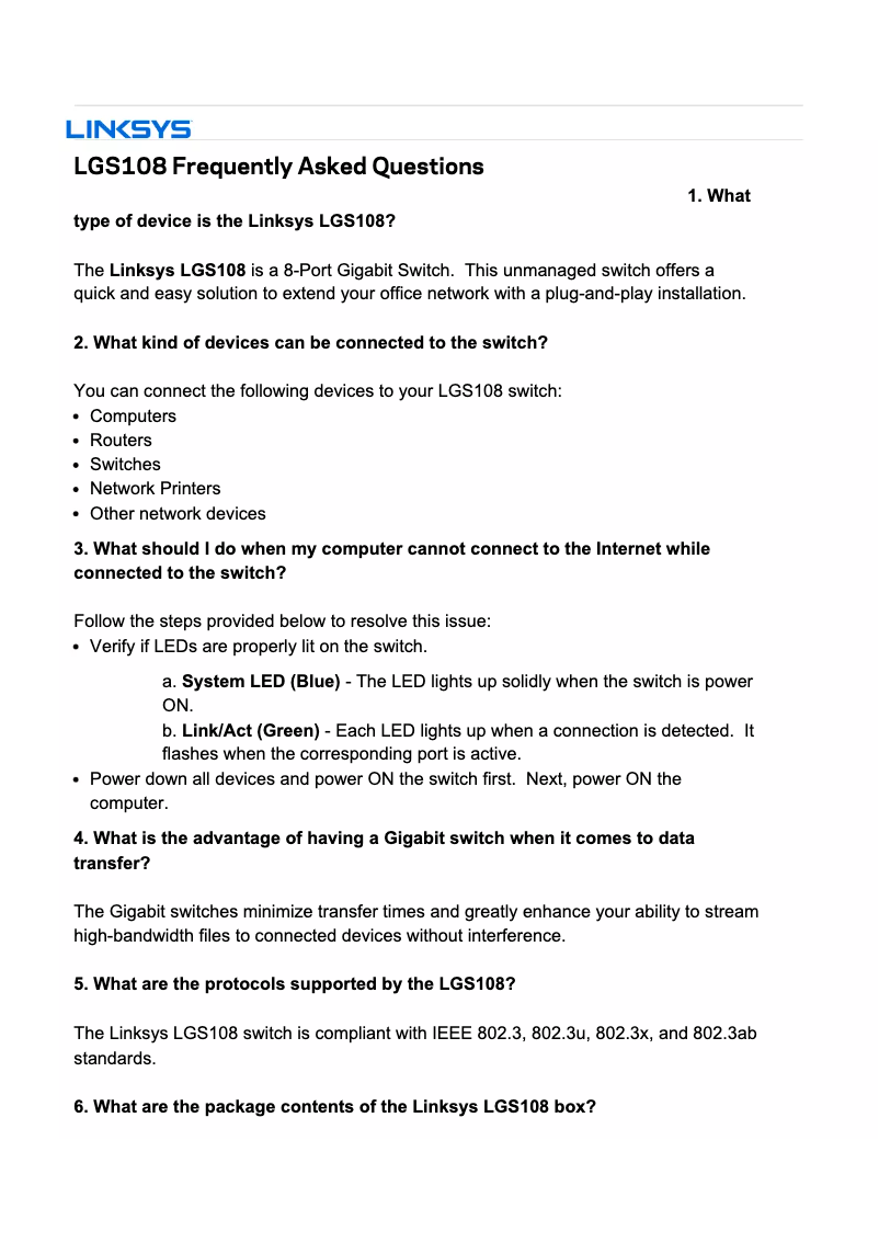 Página 1 del manual Manual de usuario Linksys LGS108
