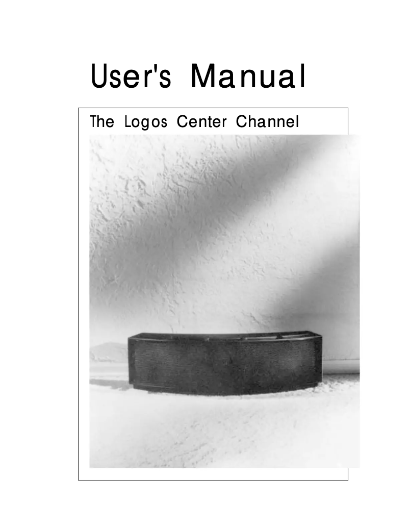 Page 1 de la notice Manuel utilisateur Martin Logan Logos