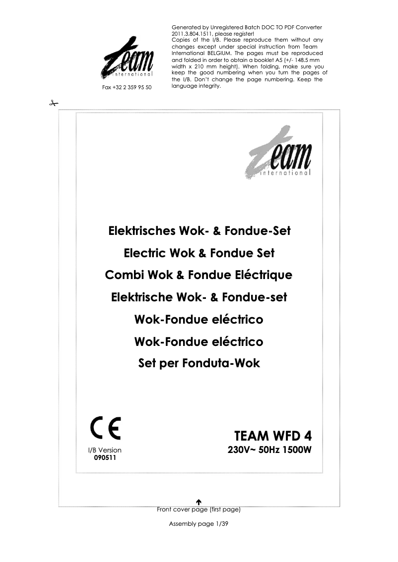 Image de la première page du manuel de l'appareil WFD 4