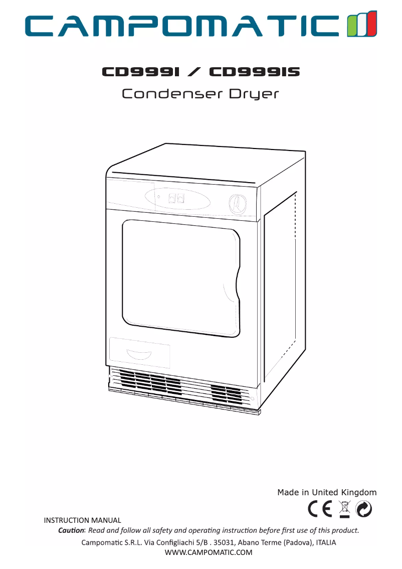 Page 1 de la notice Manuel utilisateur Campomatic CD999I