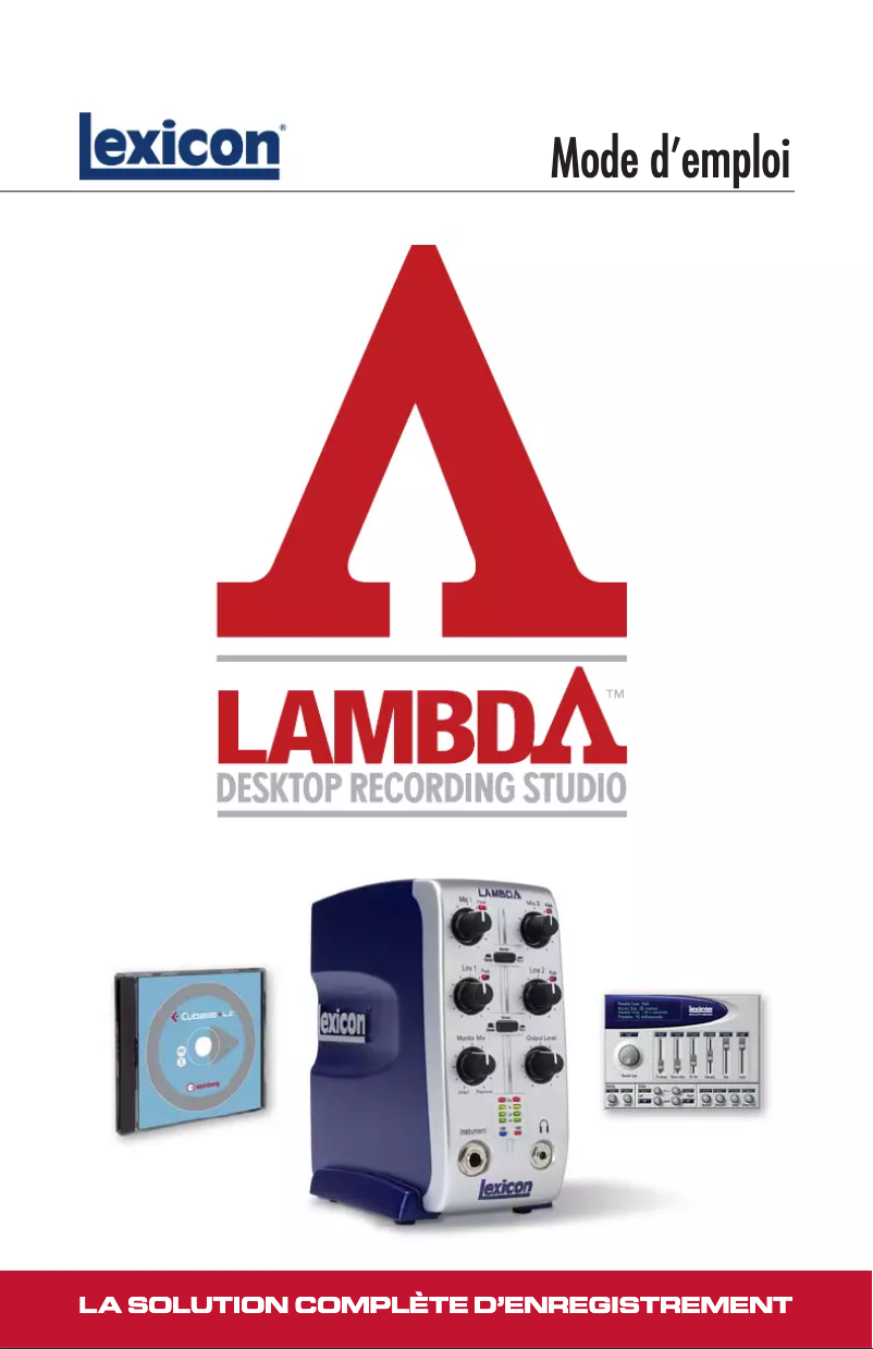 Page 1 de la notice Manuel utilisateur Lexicon LAMBDA