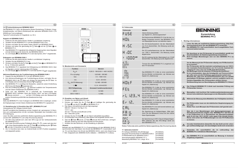 Image de la première page du manuel de l'appareil PV 2
