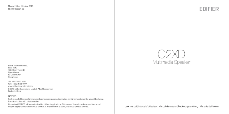 Page 1 de la notice Manuel utilisateur Edifier C2XD