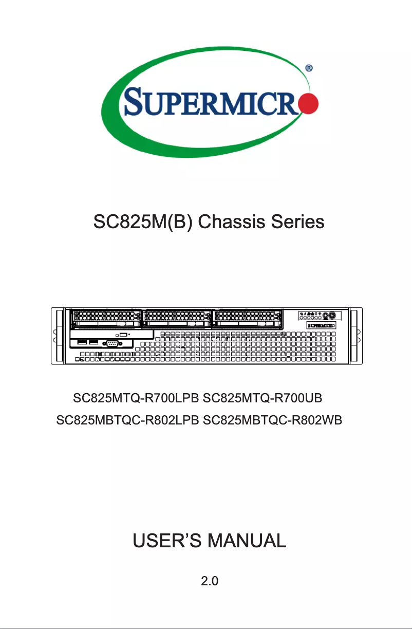 Page 1 de la notice Manuel utilisateur Supermicro SuperChassis SC825M