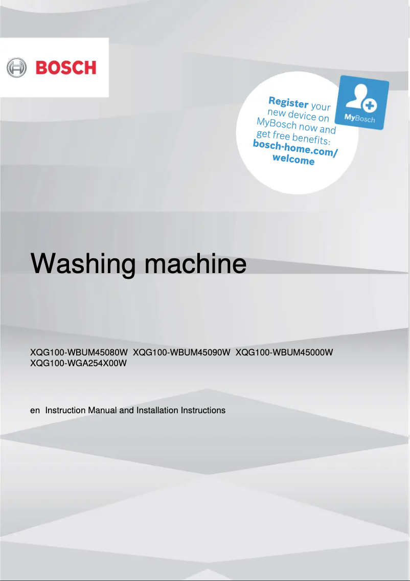 Page n°1 - Manuel utilisateur Bosch Serie 6 WGA254U0AU