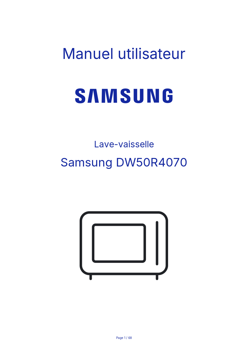 Page n°1 - Manuel utilisateur Samsung DW50R4070