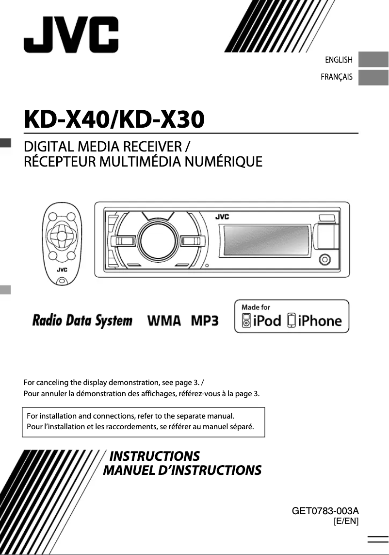 Page 1 de la notice Manuel utilisateur JVC KD-X30