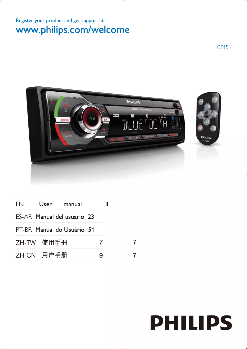 Page n°1 - Manuel utilisateur Philips CarStudio CE151