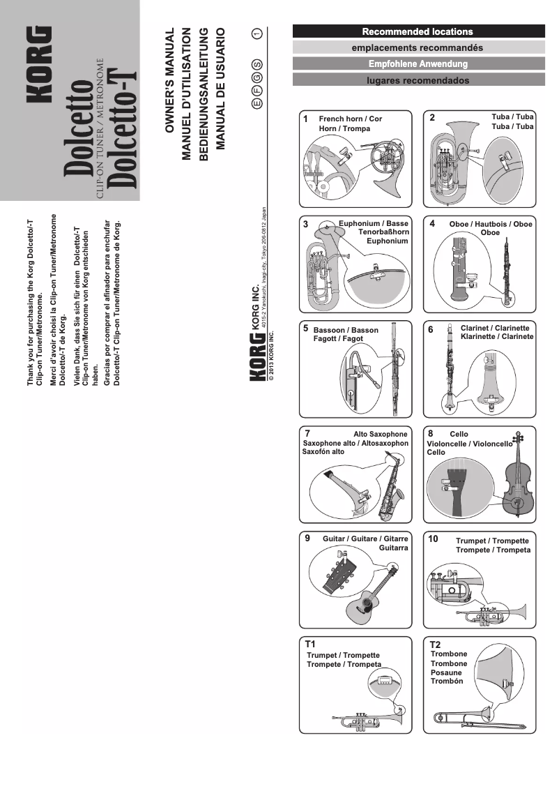 Image de la première page du manuel de l'appareil Dolcetto-T