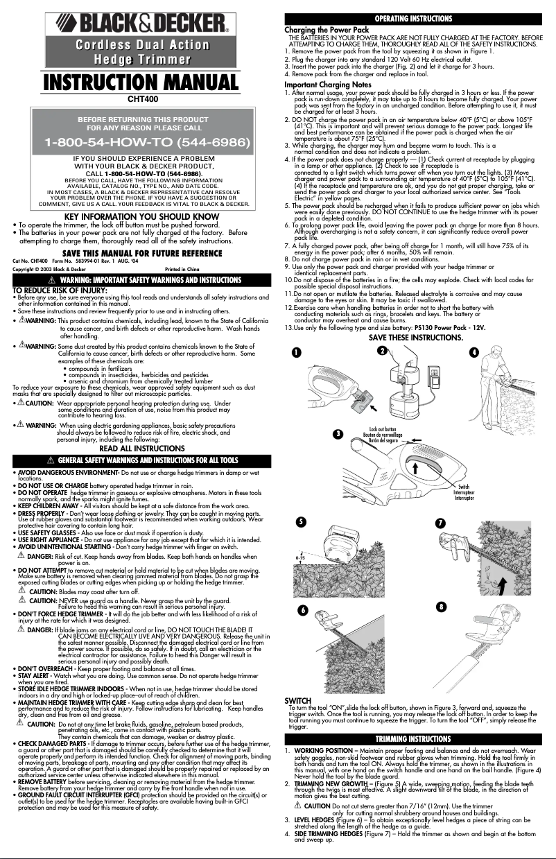 Page 1 de la notice Manuel utilisateur Black & Decker CHT400