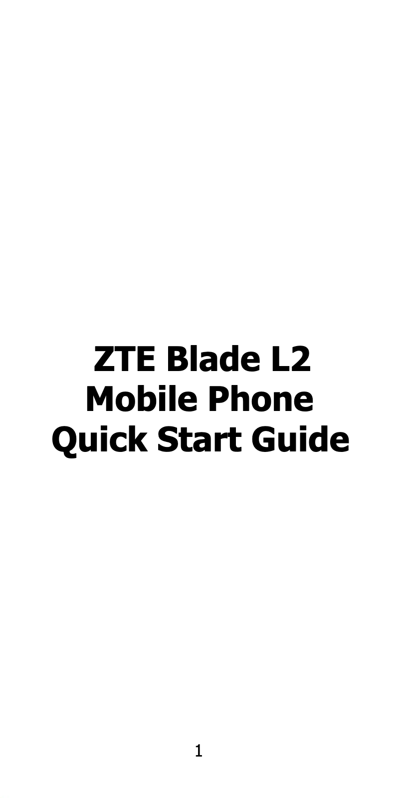 Page n°1 - Manuel utilisateur ZTE Blade L2