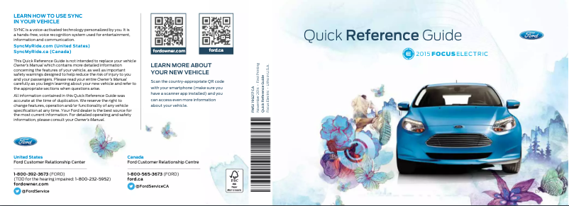 Image de la première page du manuel de l'appareil Focus Electric (2015)