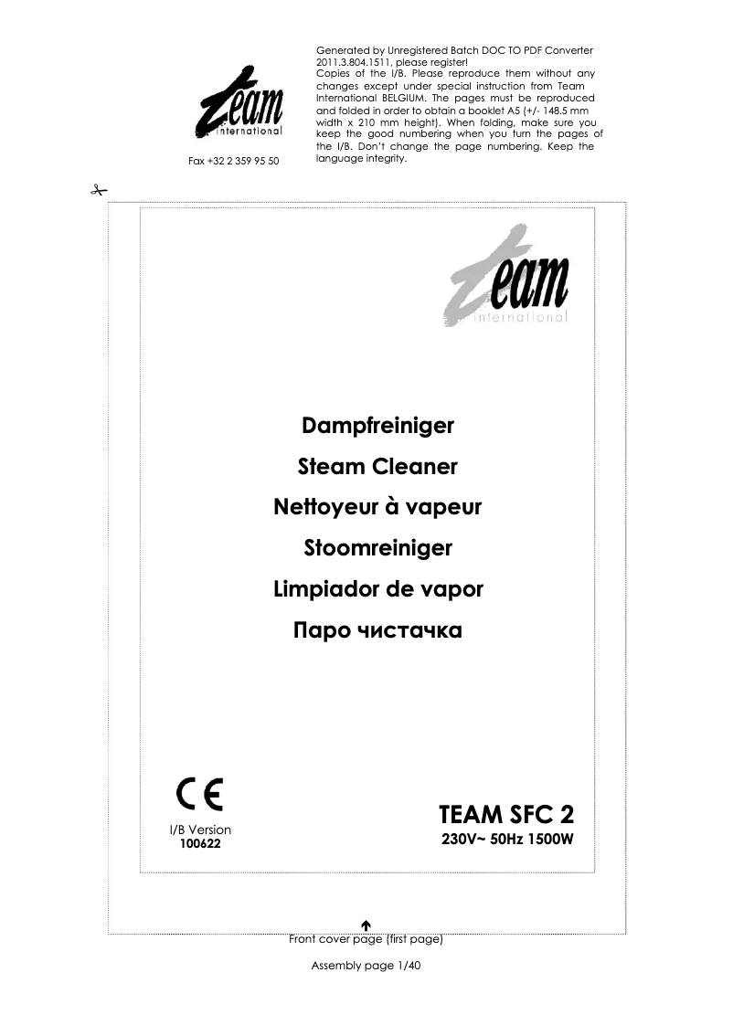 Page n°1 - Manuel utilisateur Team SFC 2