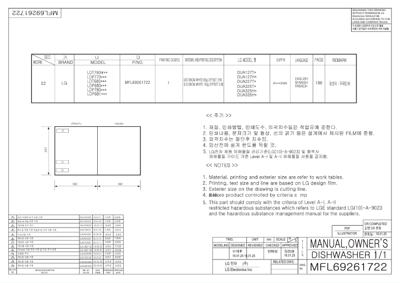 Page 1 de la notice Manuel utilisateur LG LDT7808SS
