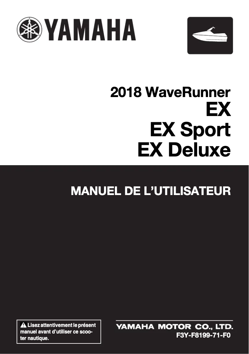 Image de la première page du manuel de l'appareil WaveRunner EX Sport (2018)