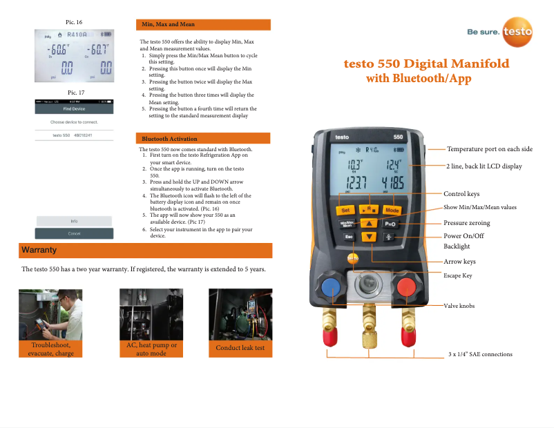 Page 1 de la notice Guide de démarrage rapide Testo 550i