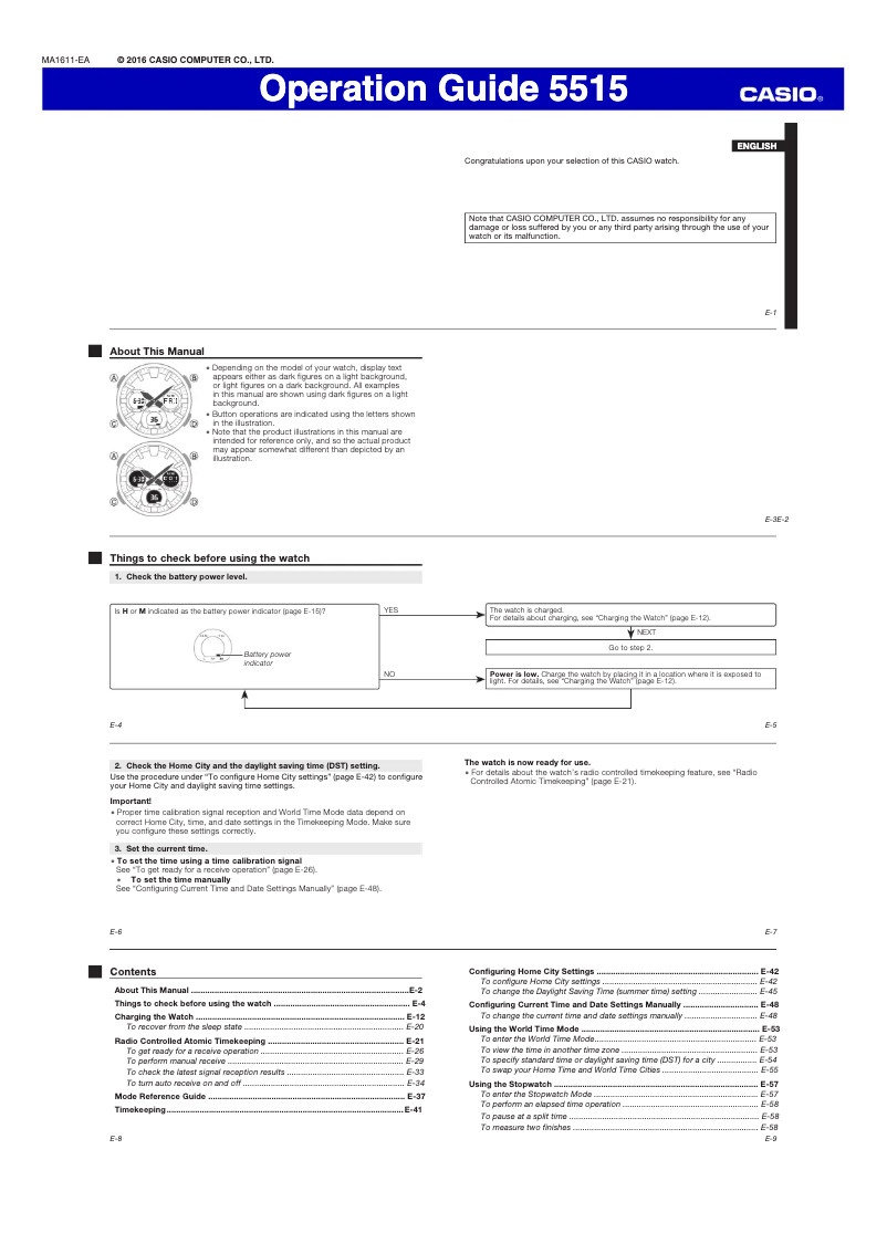 Image de la première page du manuel de l'appareil G-Shock GST-W130C-1AER