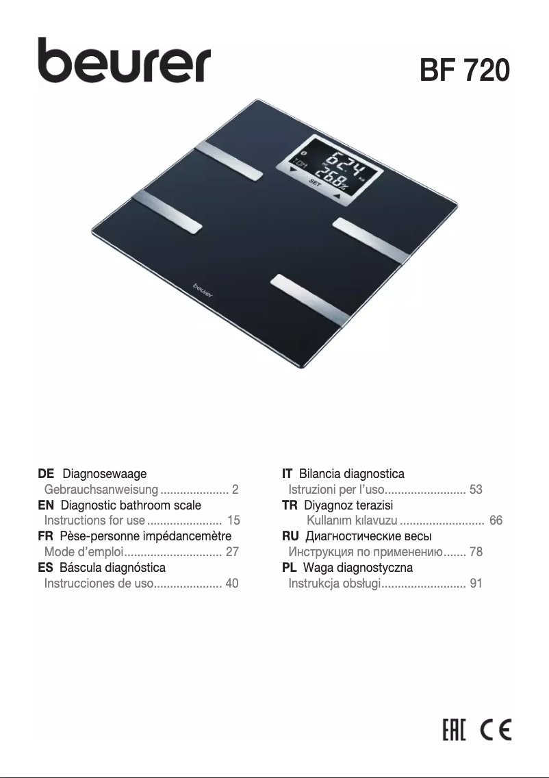 Page 1 de la notice Manuel utilisateur Beurer BF 720