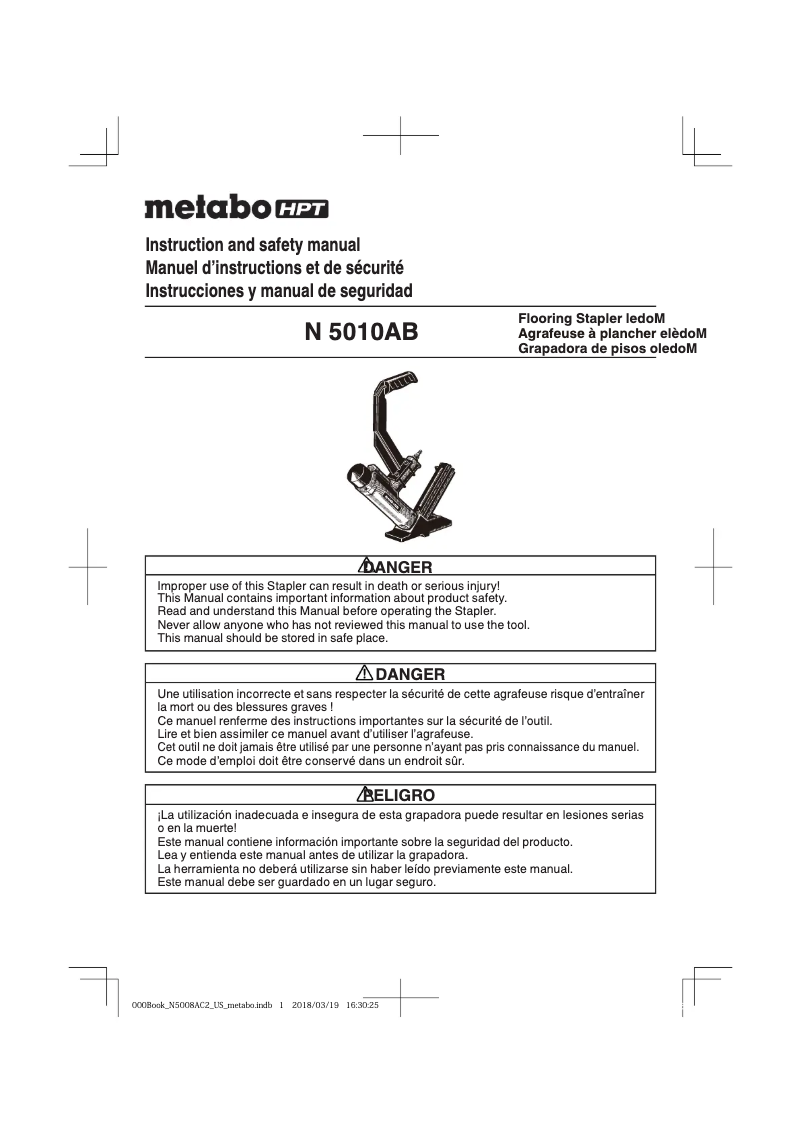 Page 1 de la notice Manuel utilisateur Metabo N5010AB