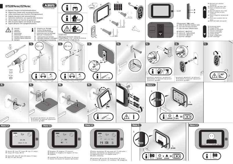 Page n°1 - Instructions / montage Abus DTS2814