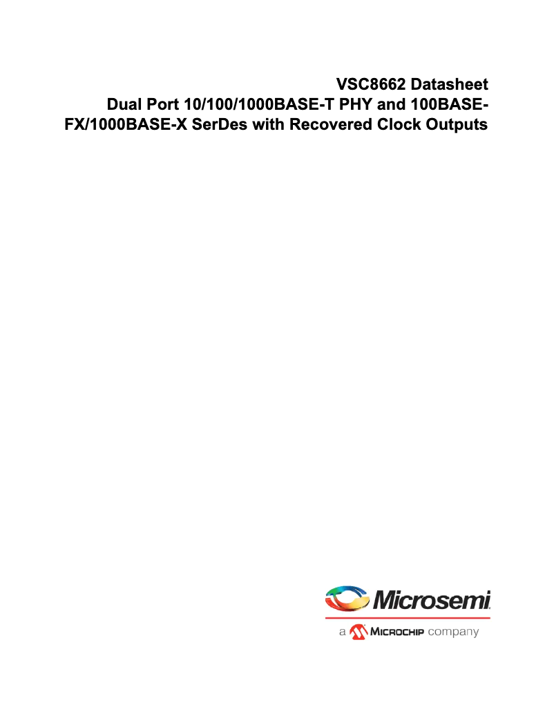 Page 1 de la notice Manuel utilisateur Microchip VSC8662