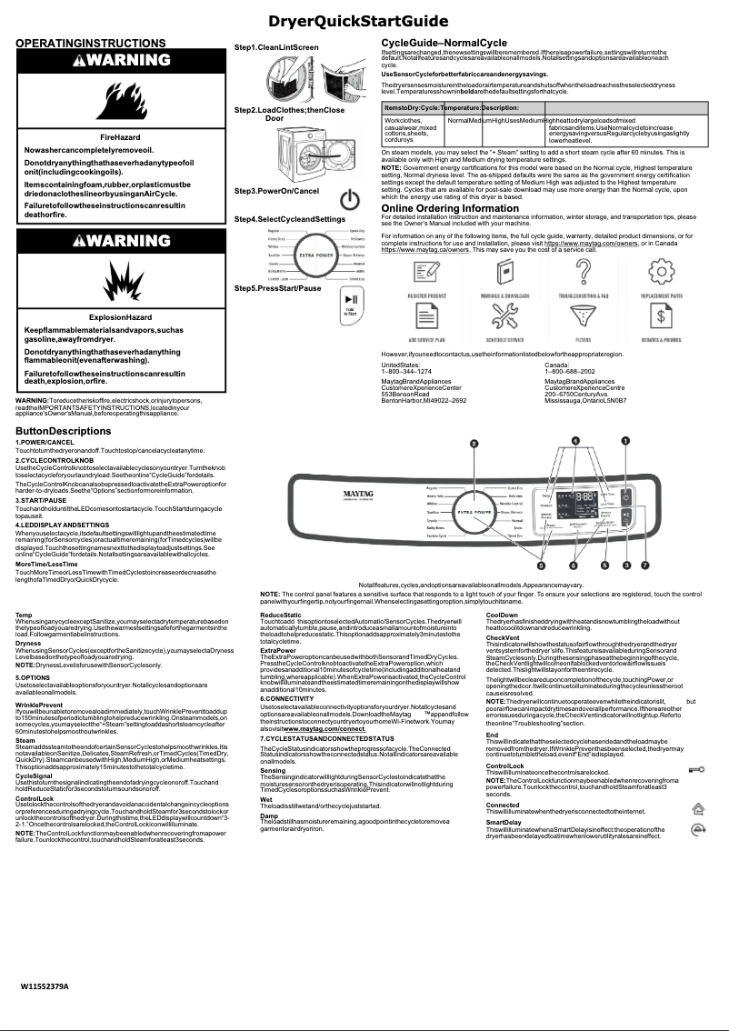 Page 1 de la notice Guide de démarrage rapide Maytag MED8630HW