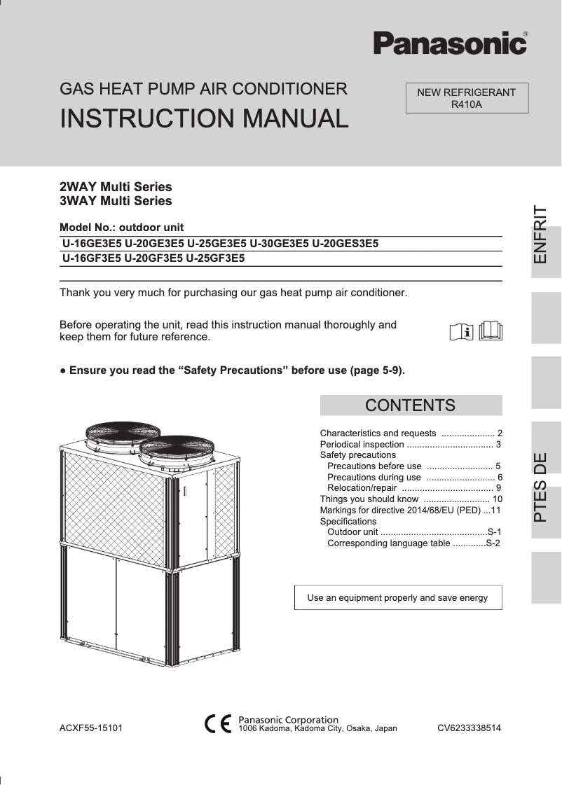 Page n°1 - Manuel utilisateur Panasonic U-16GF3E5