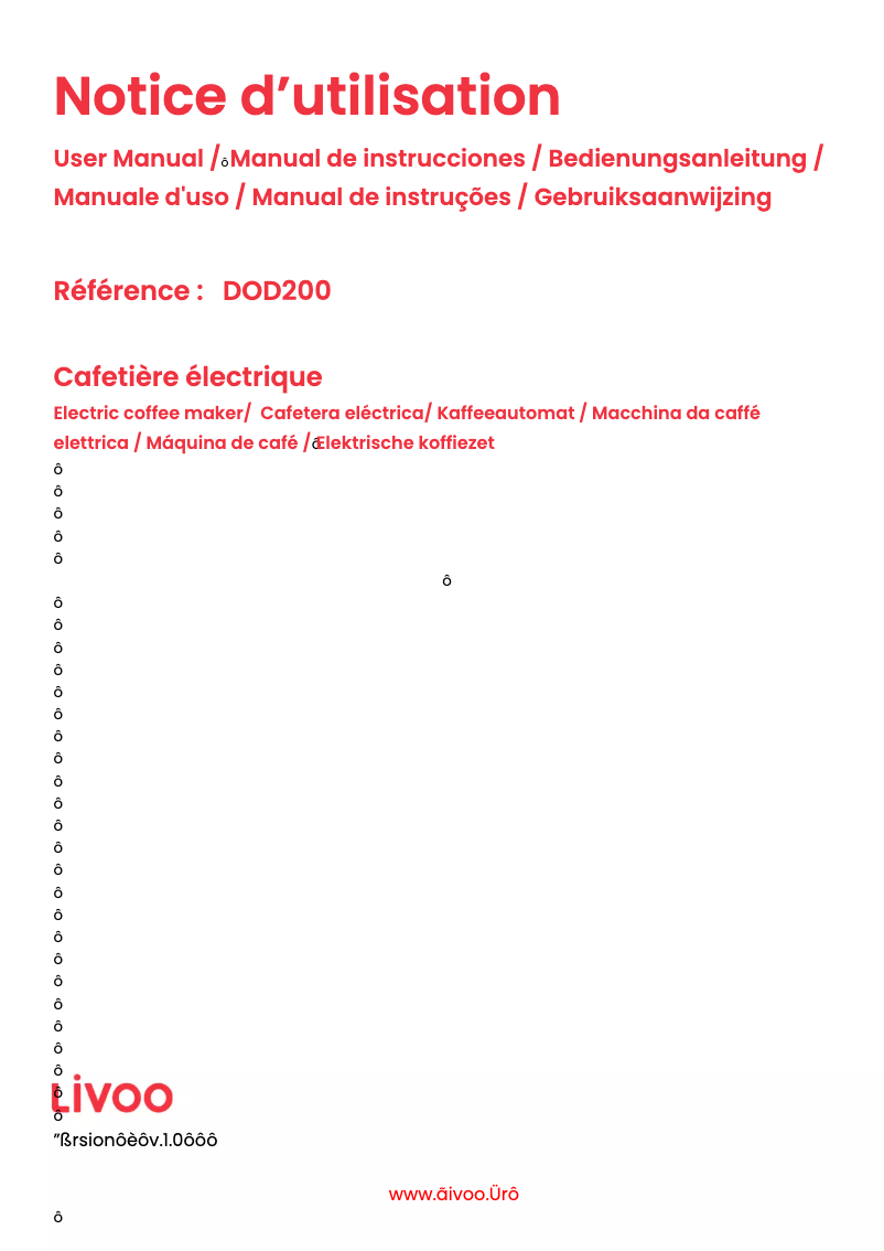 Page 1 de la notice Manuel utilisateur Livoo DOD200