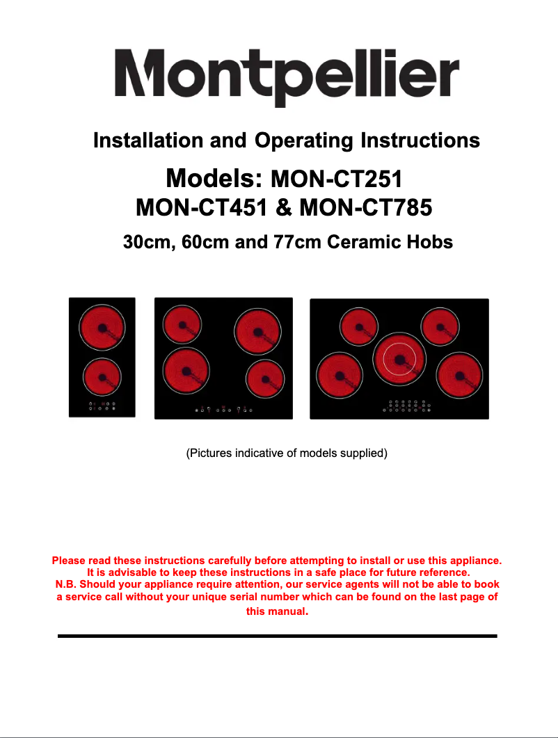 Page 1 de la notice Manuel utilisateur Montpellier CT785