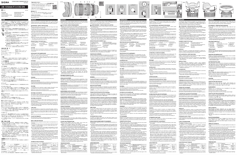 Page 1 de la notice Manuel utilisateur Sigma 28-105mm F2.8 DG DN