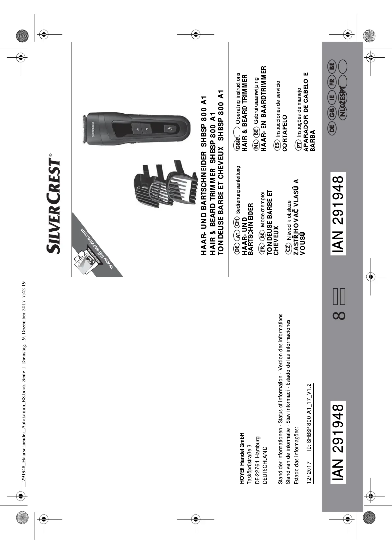 Page n°1 - Manuel utilisateur SilverCrest SHBSP 800 A1
