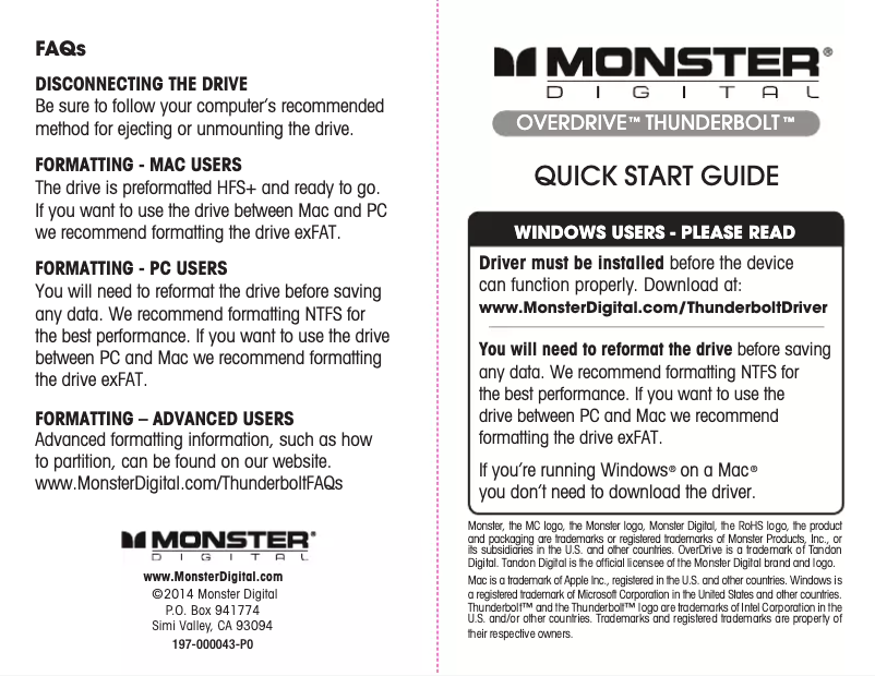 Página 1 del manual Manual de usuario Monster Digital OverDrive 3.0