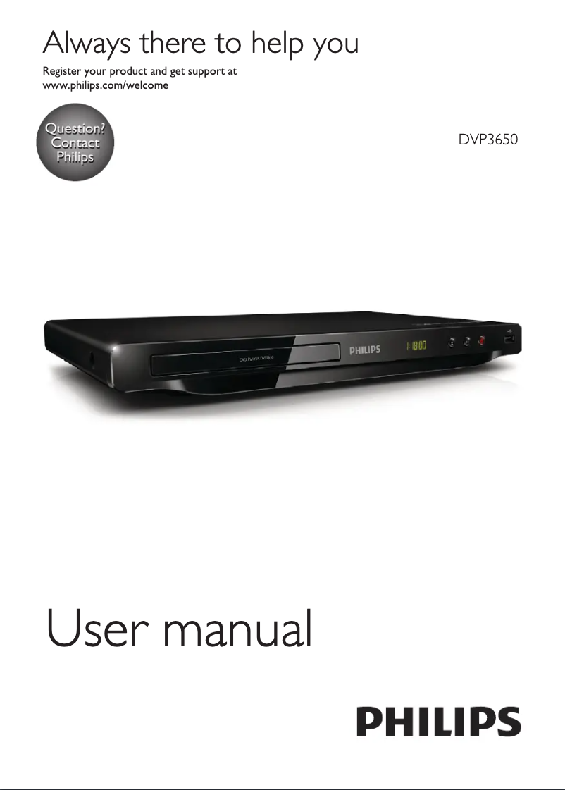 Page 1 de la notice Manuel utilisateur Philips DVP3650