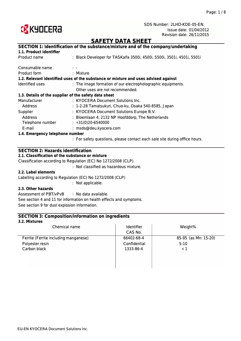 Image de la première page du manuel de l'appareil TASKalfa 3501i