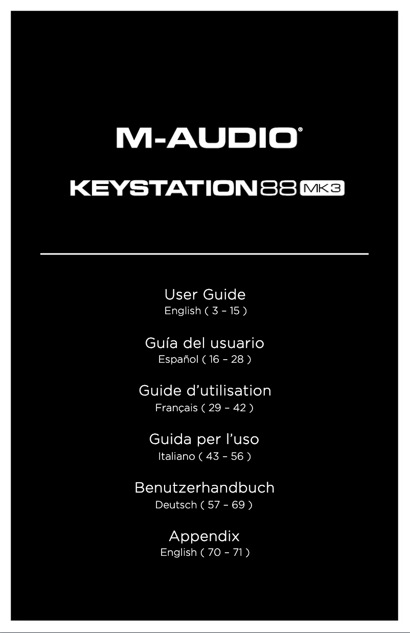 Page n°1 - Manuel utilisateur M-Audio Keystation 88 MK3
