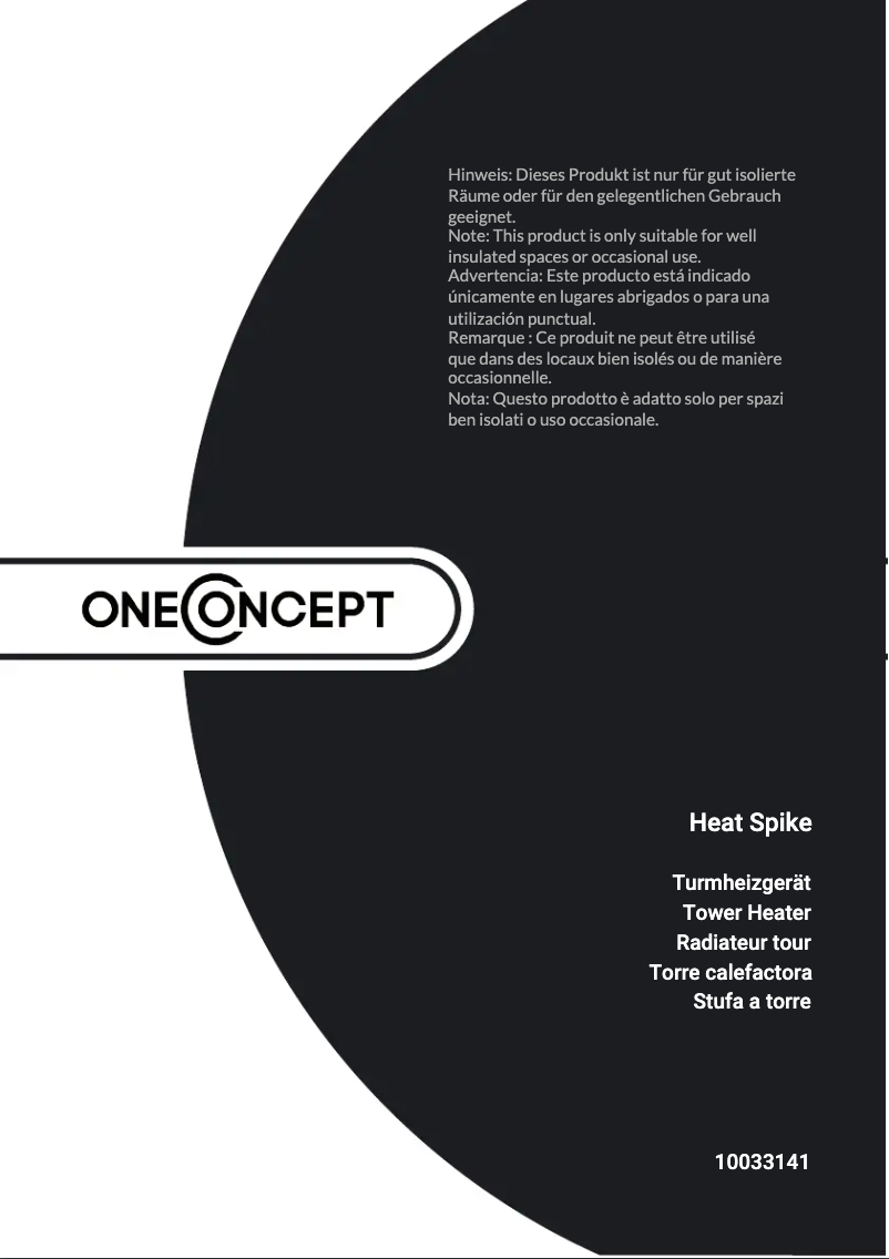 Page 1 de la notice Manuel utilisateur OneConcept Heat Spire