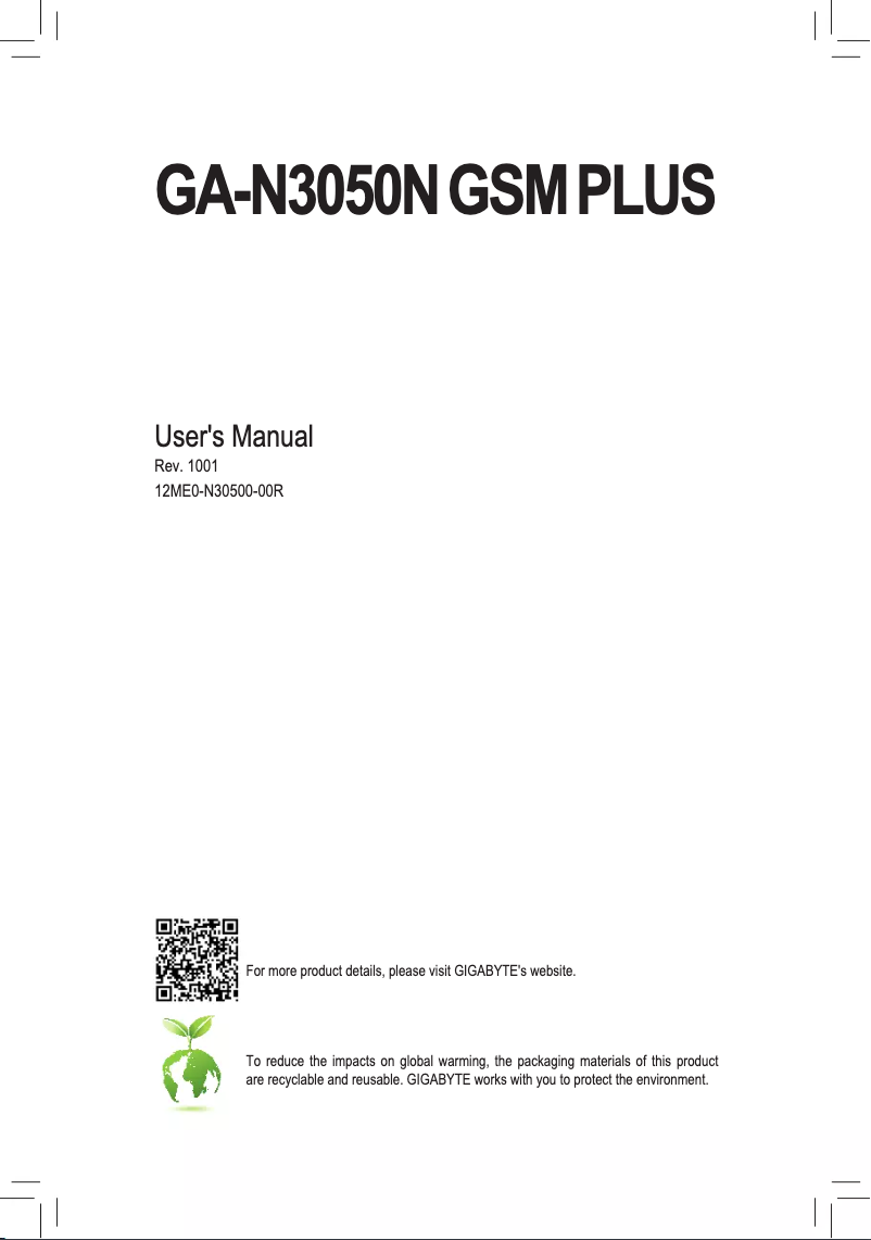 Page n°1 - Manuel utilisateur Gigabyte GA-N3050N GSM PLUS