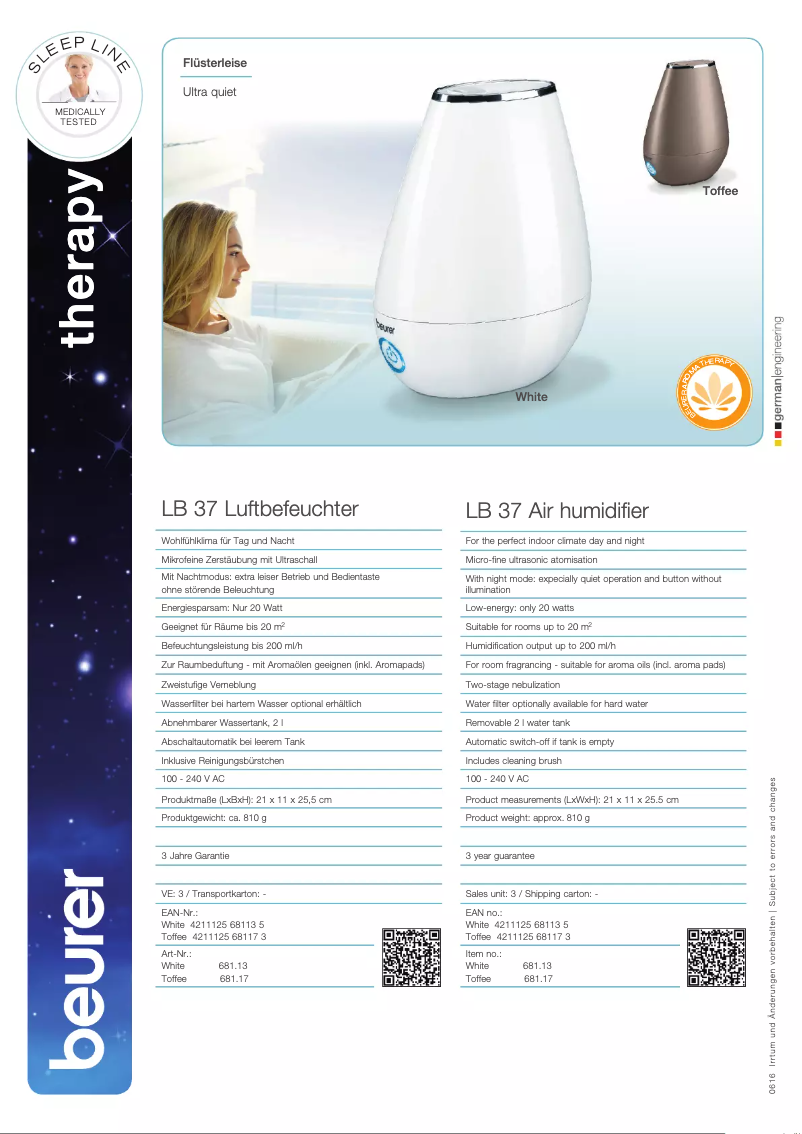 Page n°1 - Fiche technique Beurer LB 37