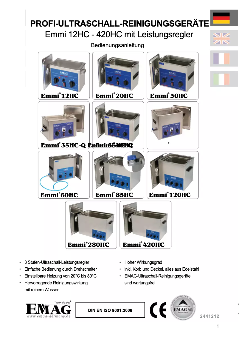 Page 1 de la notice Manuel utilisateur EMAG Emmi 60HC