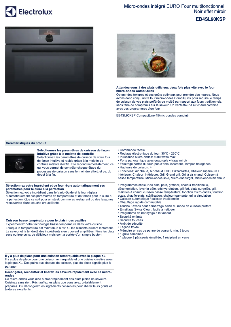 Page n°1 - Fiche technique Electrolux EB4SL90KSP