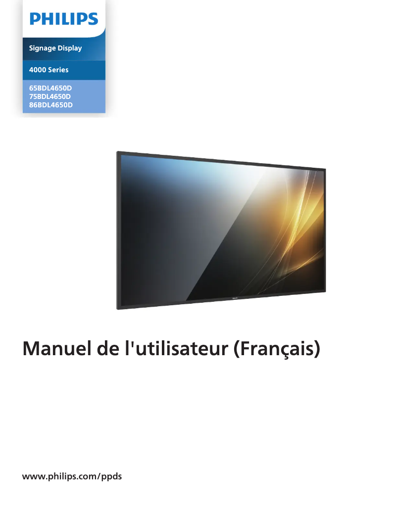 Page n°1 - Manuel utilisateur Philips 65BDL4650D
