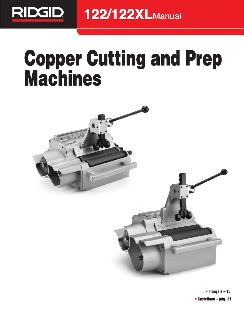 Page 1 de la notice Manuel utilisateur Ridgid 122