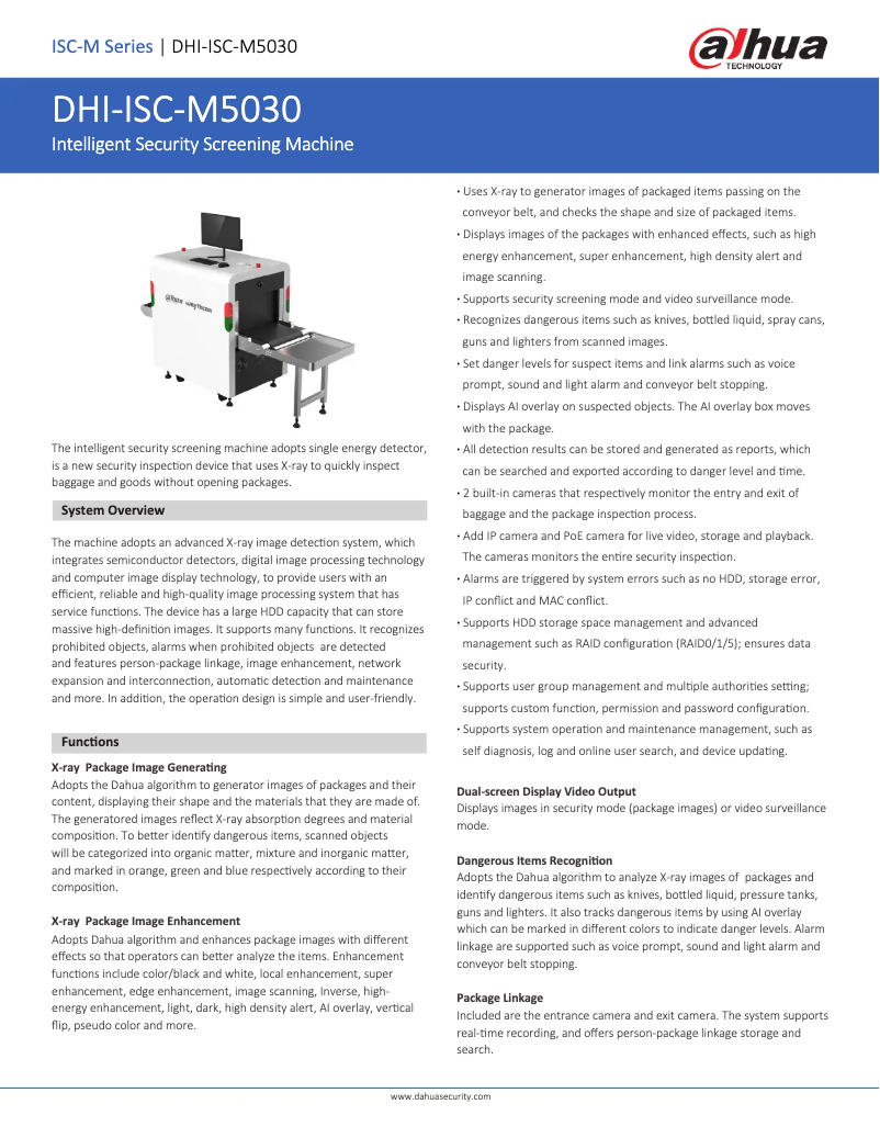 Page n°1 - Fiche technique Dahua Technology ISC-M5030