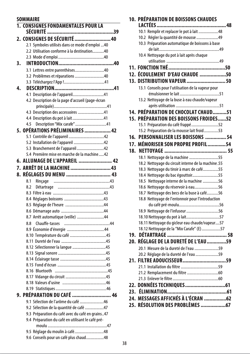 Page 1 de la notice Manuel utilisateur DeLonghi PrimaDonna Elite Experience ECAM 650.85.MS