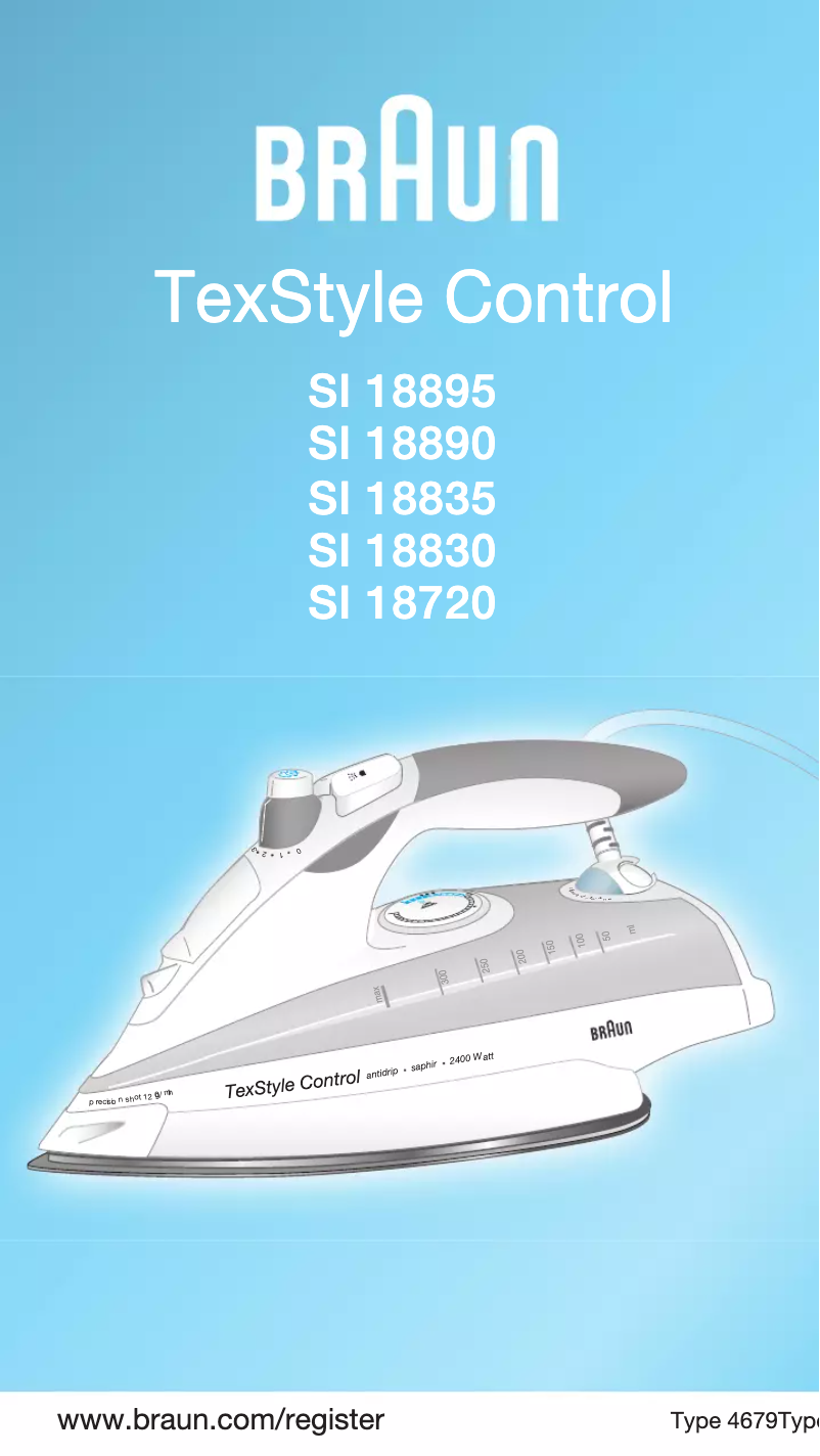 Page 1 de la notice Manuel utilisateur Braun TexStyle Control SI 18720