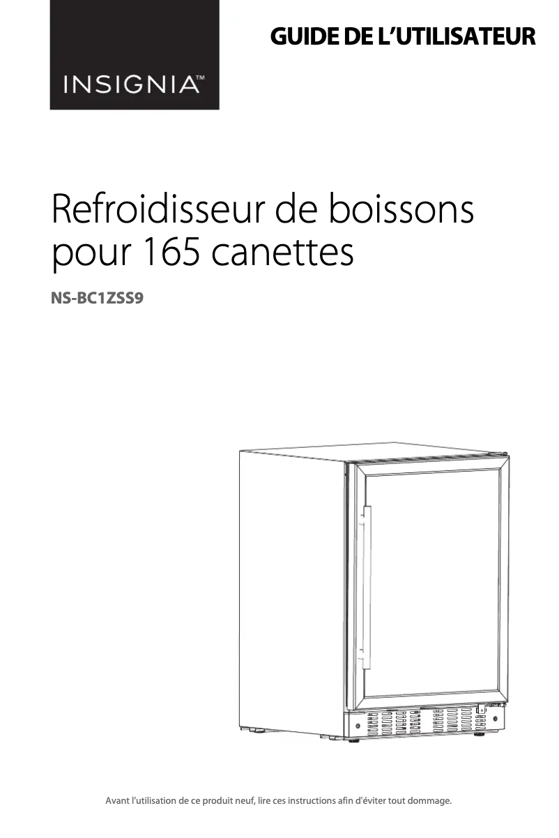 Page 1 de la notice Manuel utilisateur Insignia NS-BC1ZSS9