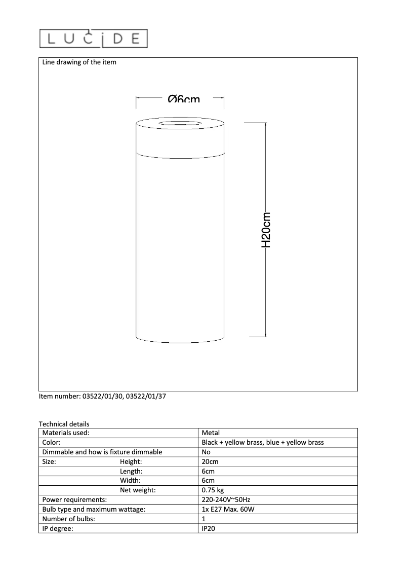 Page 1 de la notice Manuel utilisateur Lucide Selin