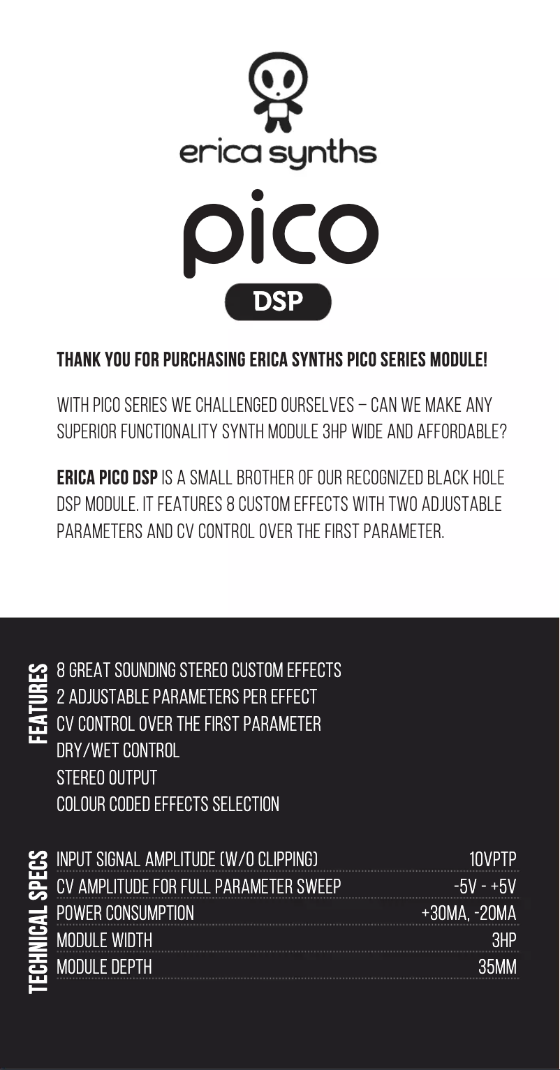 Page n°1 - Manuel utilisateur Erica Synths Pico DSP