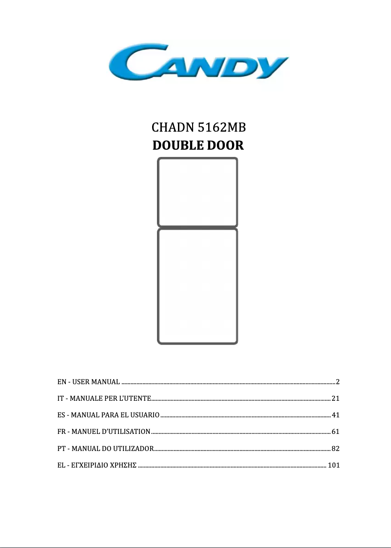 Page n°1 - Manuel utilisateur Candy CHADN 5162MB